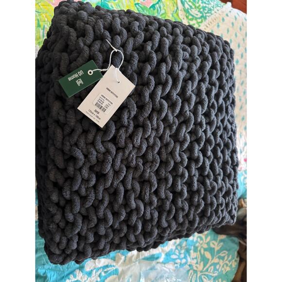 Urban Outfitters Jete Chunky Blanket NWT Charcoal Gray Chunky knit - Picture 2 of 8